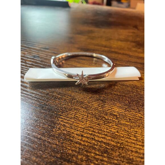 Marlyn Schiff North Star Rhinestone Silver Tone Hinged Bangle Bracelet - Picture 2 of 6